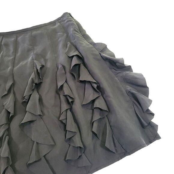 Garnet Hill Y2K Silk Ruffled Mini Skirt 14 Gray Fairy Goth Festival Flouncy - Picture 2 of 11